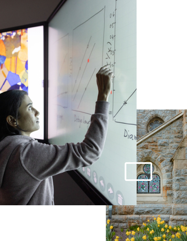 Student at whiteboard,